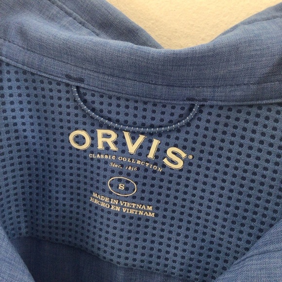 2 bundle lot Orvis button up shirts men small blue black - Picture 5 of 11